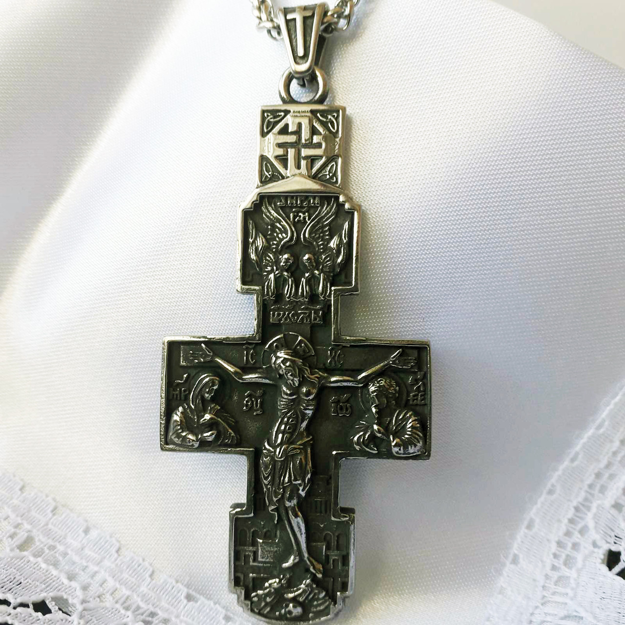 Хрестик з чорнінням на цепочці, 8×3.5 см, фото 1