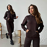 Теплий жіночий спортивний костюм із капюшоном із турецького футеру, фото 7