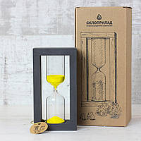 Пісочний годинник в дерев'яному корпусі на 15 хвилин (колір чорний/пісок жовтий)