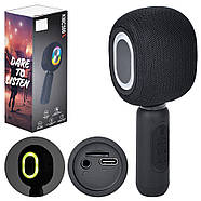 Бездротовий караоке мікрофон KMC500 Bluetooth Чорний Портативний караоке-мікрофон з динаміком та підсвічуванням, фото 4