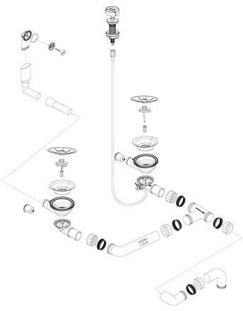 Євросифон автомат Blanco InFino  з переливом Blanco 234 080 для подвійної кухонної мийки (Німеччина) в наявності