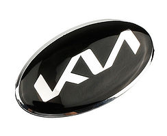 Емблема керма KIA чорна з хромом 61х33 мм (на скотчі)