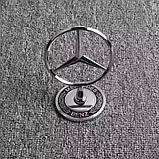 Емблема приціл на капот Mersedes-Benz (Хром + Чорний напис) 44 мм (на скотчі) A1408800286, фото 2