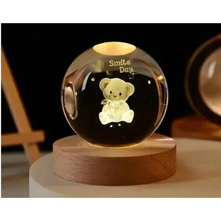 Настільний декоративний нічник 3D Куля 8 см (48), фото 3