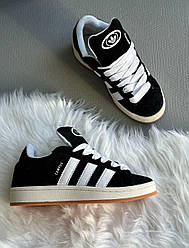 Кросівки Адідас Кампус Зимові жіночі чорно-білі