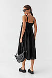 Сарафан міді з драпіруванням на пілочці Ello — чорний колір, L (є розміри), фото 2