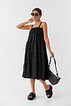 Сарафан міді з драпіруванням на пілочці Ello — чорний колір, L (є розміри), фото 5