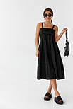 Сарафан міді з драпіруванням на пілочці Ello — чорний колір, L (є розміри), фото 7