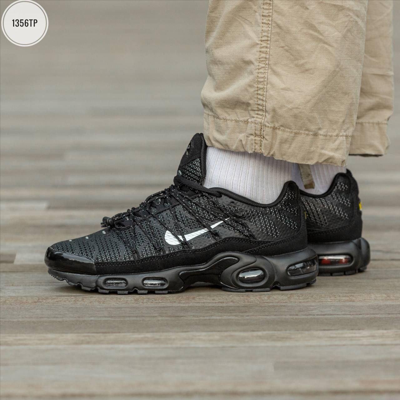 Чоловічі кросівки Nike Air Max Plus Lace Toggle Black Reflective (чорні) стильні 1356TP Найк vkross