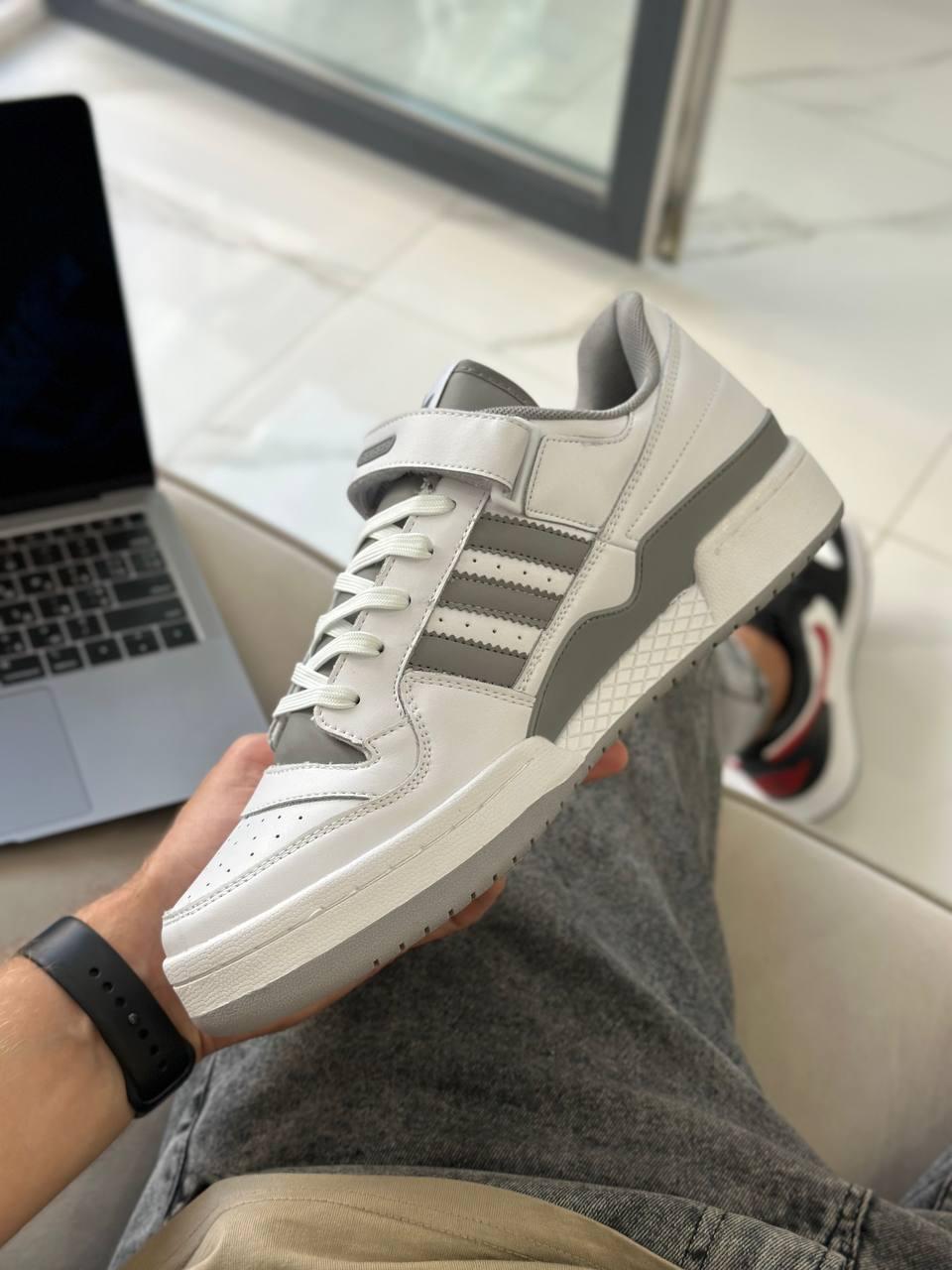 Чоловічі кросівки Adidas Forum LOW White Grey (біло-сірі) повсякденні кроси 1113 Адідас vkross