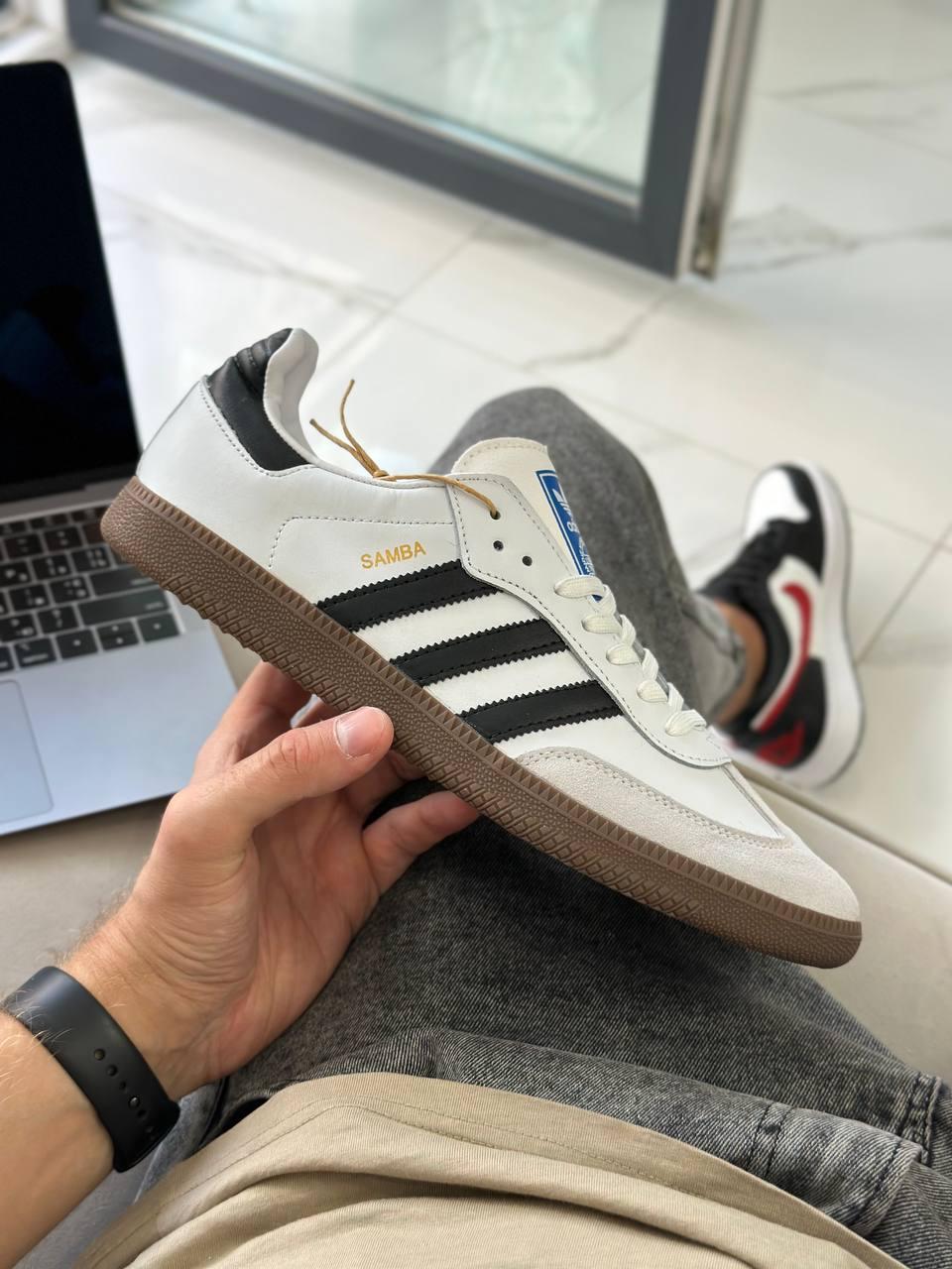 Чоловічі спортивні кросівки Adidas Samba White (білі) стильні повсякденні кроси 1117 Адідас vkross