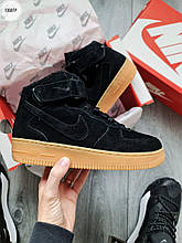 Чоловічі зимові кросівки Nike Air Force Hight Black Winter (чорні) стильні високі кросівки 1368TP Найк топ