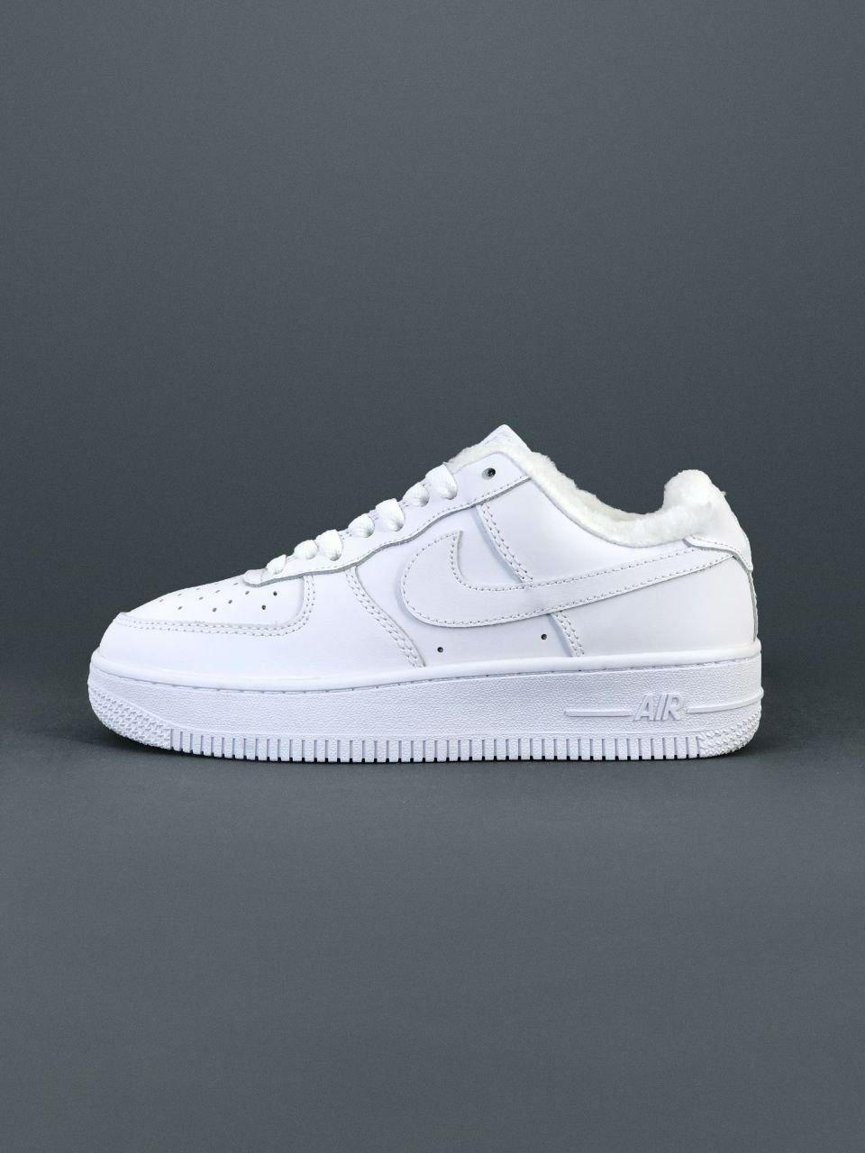 Чоловічі зимові кросівки Nike Air Force 1 Low Black Fur (білі) низькі спортивні кросівки 7612 Найк vkross