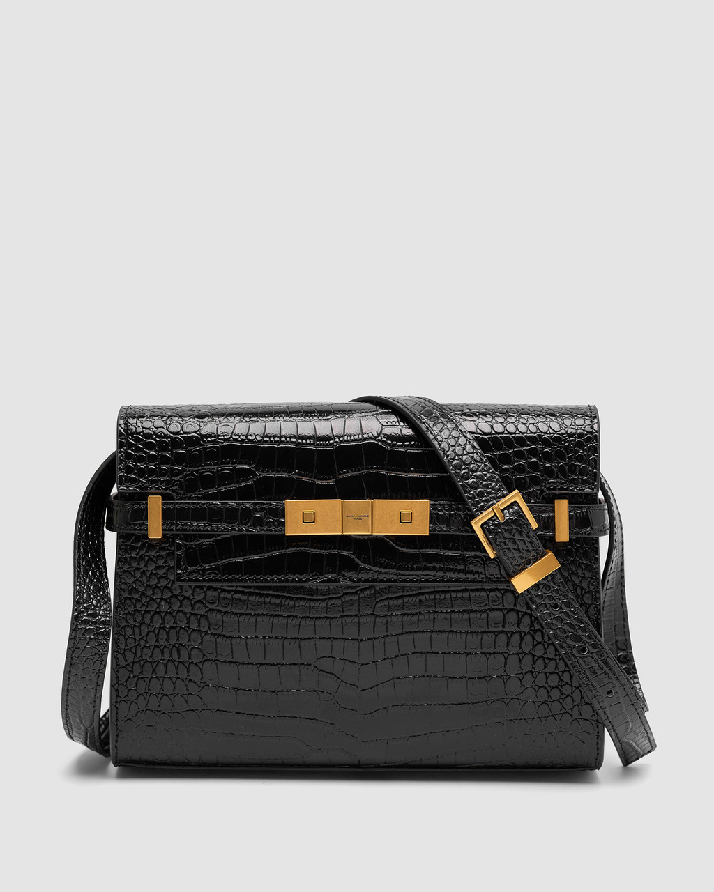 Жіноча сумка Yves Saint Laurent Manhattan Medium Leather Shoulder Bag Black Croco (чорна) KIS99572 vkross, фото 1