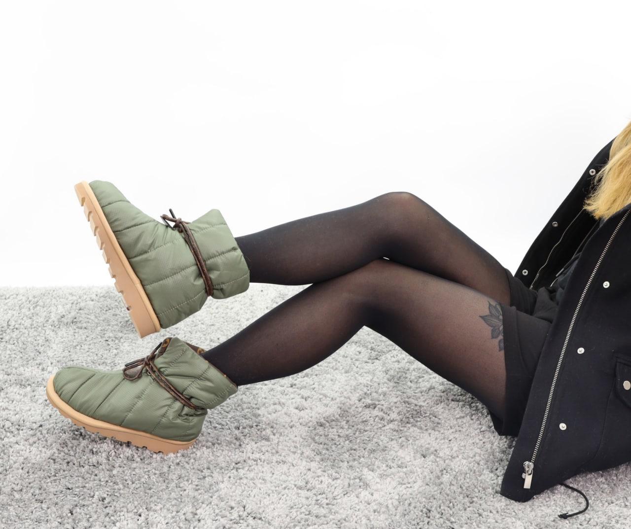 Жіночі зимові боти Louis Vuitton Pillow Boots Green Logo (зелені стьобані) текстильні на синтепоні Y13037 vkross, фото 1