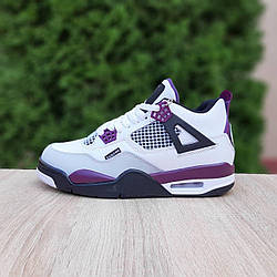 Чоловічі зимові кроси Nike Air Jordan 4 Retro PSG Paris Saint Germain (білі з фіолетовим) високі 3984 Найк vkross