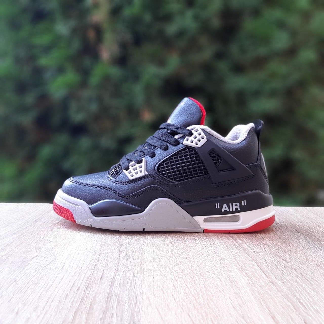 Жіночі зимові кросівки Nike Air Jordan 4 Retro (чорні з червоним) високі повсякденні кроси 4150 Найк vkross, фото 1