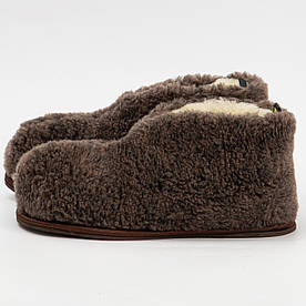 Чоловічі теплі домашні чуні-тапки з натуральної овчини та піногумовою підошвою (36-45 розмір, коричневі)