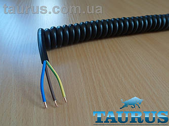 Кабель спіральний чорний ThermoPulse Power Black 0.5m 3G1.5/розтягнення до 3 м. Потужність до 3500W. Мідь