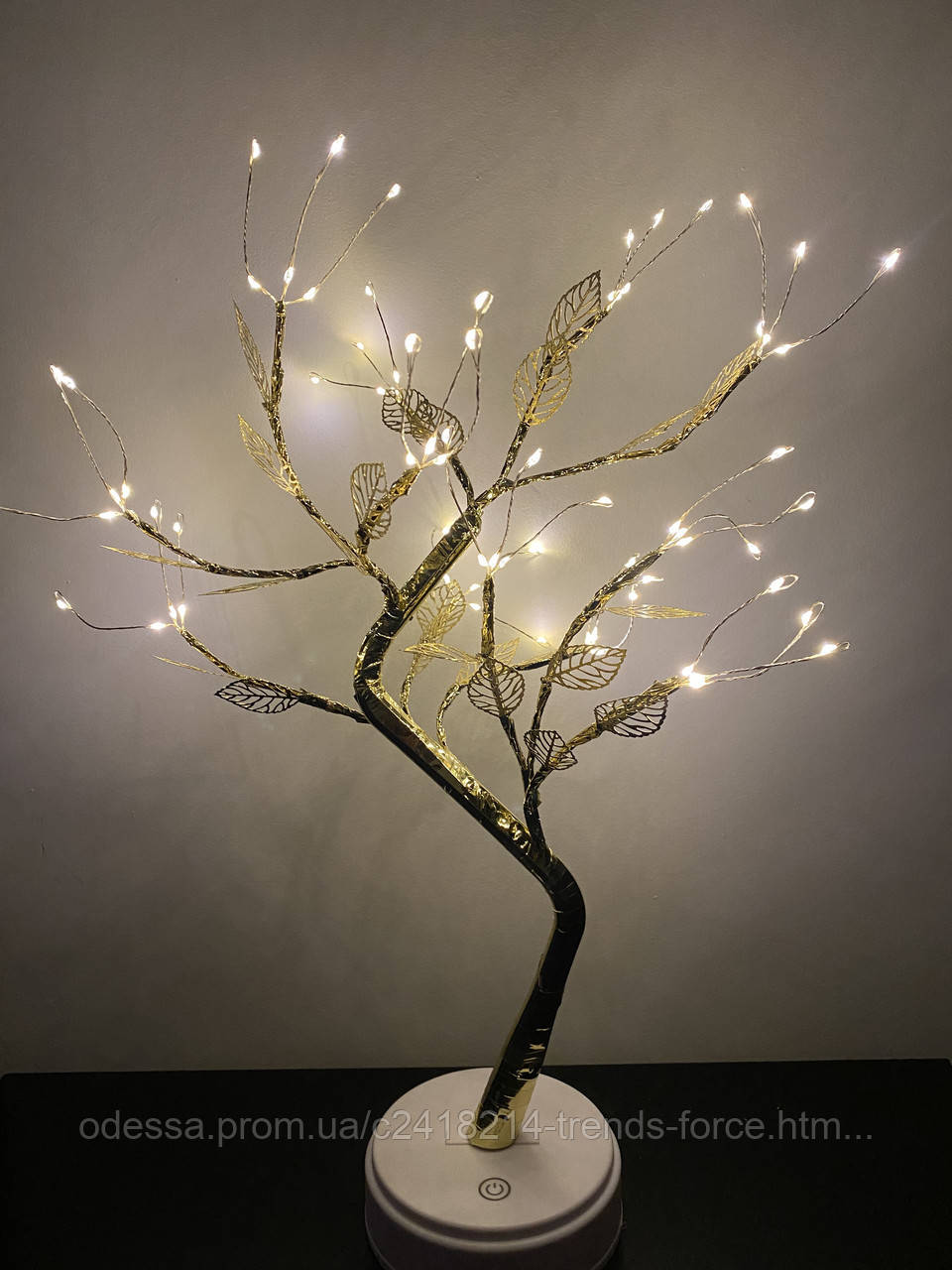 Світильник Грошове дерево 45 см (золотий колір гілок), Тепле світло. Живлення Usb/3 батарейки АА 209185