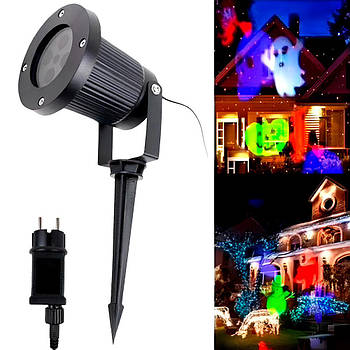 Вуличний проектор лазерний з малюнками 12шт (в ґрунт) / Новорічний проектор / Світлодіодний проектор