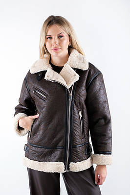 Куртка дублянка авіатор замшева коричнева 2436 (2000000138381)
