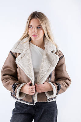 Куртка дублянка авіатор замшева бежева 2418 (2000000138329)