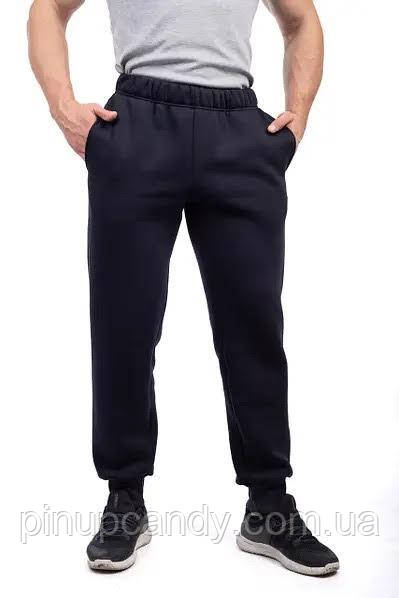 Утеплені чоловічі штани на флісі бавовняні Bono з манжетом чорні (розміри: 46-58), фото 1