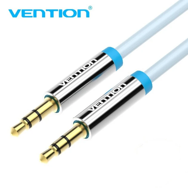 AUX аудіокабель Vention Audio 3.5 мм White Metal Type товстий дріт в обплетенні 2 м Silver (P350AC200-S), фото 1