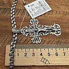 Комплект чоловічий ланцюжок плоский бісмарк та ажурній хрест срібло із чорнінням 925 проба, фото 6