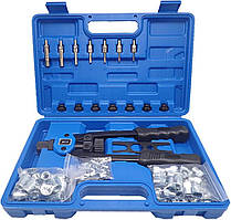 Ручний заклепочник для різьбових заклепок М3-М12, Заклепки в наборі 110шт., Заклепочник механічний дворучний