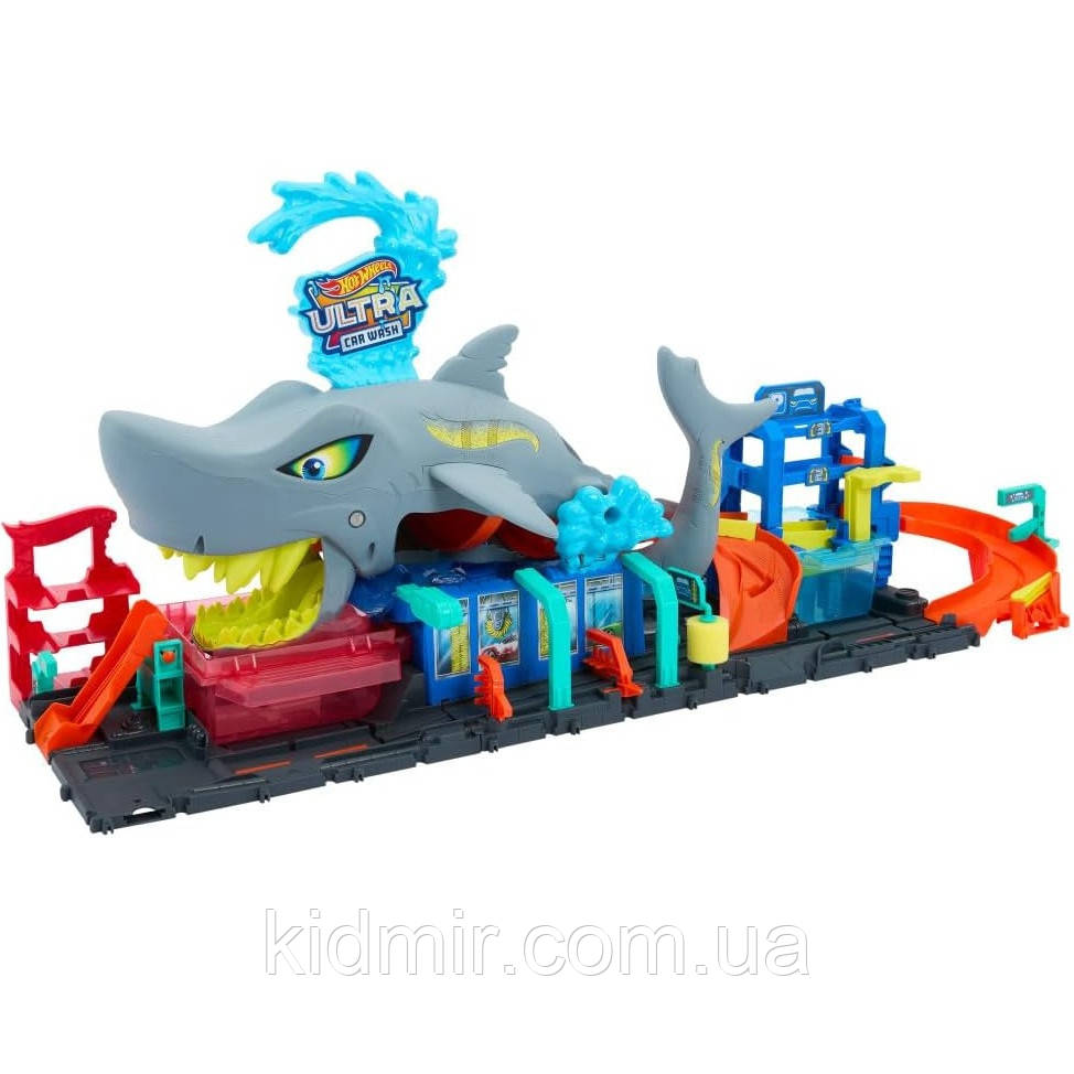 Автотрек Хот Вілс Автомийка Акула Hot Wheels City Ultra Shark Car Wash HTN82, фото 1