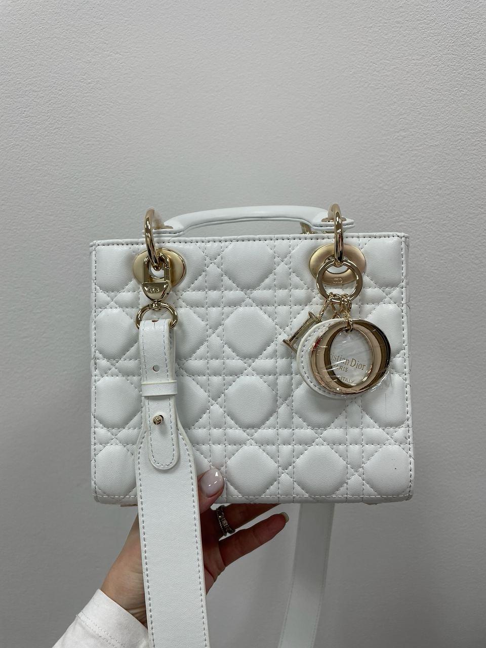 Біла жіноча сумочка шкіряна Christian Dior Small Lady Dior My ABCDIOR, фото 1