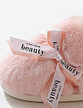 Хатні капці жіночі теплі хутряні. М'які пухнасті капці з бантиками, 38-39 р. Рожеві, фото 5