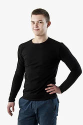 Чоловічий утеплений лонгслів з начосом Bono чорний (розміри: 50,52,56)