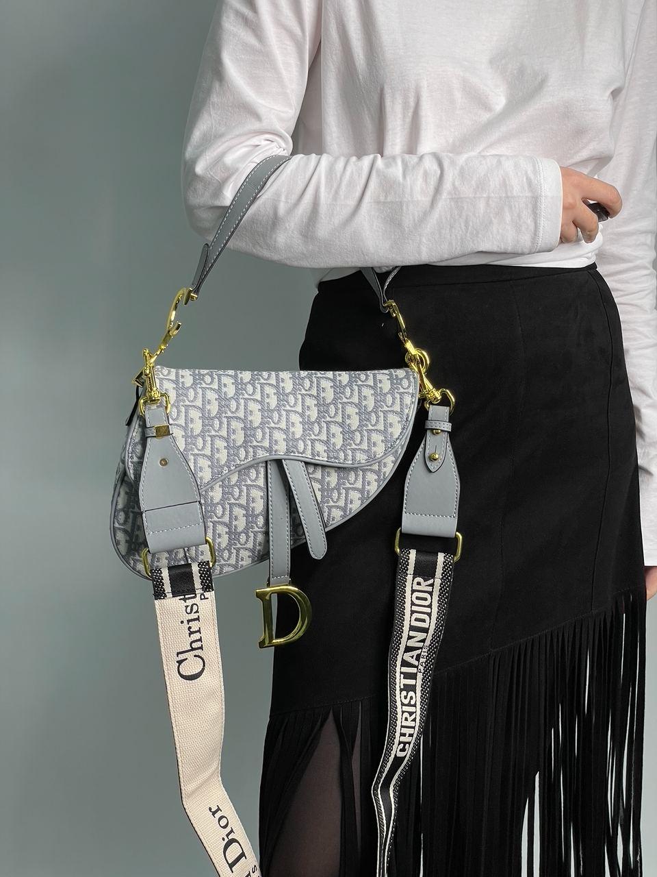 Стильна жіноча сумка текстильна Saddle Bag Christian Dior