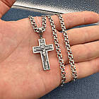 Cрібний комплект православний хрестик з розп`яттям та ланцюжок бісмарк 925 проби, фото 2