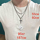 Cрібний комплект православний хрестик з розп`яттям та ланцюжок бісмарк 925 проби, фото 3