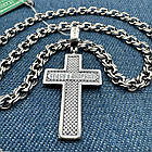 Cрібний комплект православний хрестик з розп`яттям та ланцюжок бісмарк 925 проби, фото 5