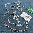 Cрібний комплект православний хрестик з розп`яттям та ланцюжок бісмарк 925 проби, фото 7