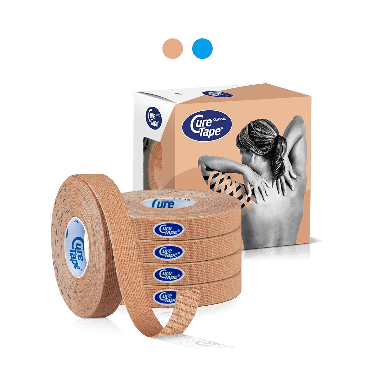 Кінезіо Тейп CureTape CLASSIC 1см х 5м, 5 Рулонів в Упаковці