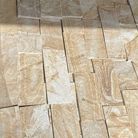 Фасадна плитка із сланцю "Золото" для цоколя, фасаду, облицювання будинку