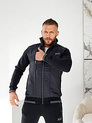 Спортивний костюм Hugo Boss зимовий утеплений чоловічий костюм Бос чорний на флісі