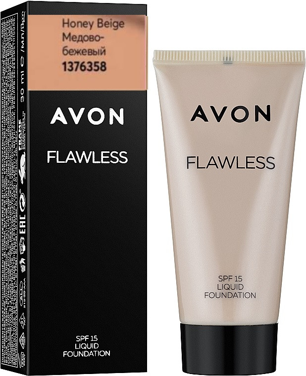 Уцінка! До 07/23. Тональний крем Honey Beige Медовий Бежевий, Бездоганний тон Avon Flawless SPF15,30 мл
