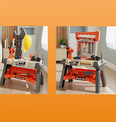 Розвиваючий ігровий набір майстерня з інструментами світлом шуруповерт каска окуляри стілець для дитячих рольових ігор