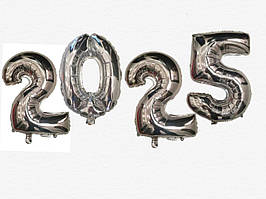 Фольговані кулі 2025 срібло 35 см