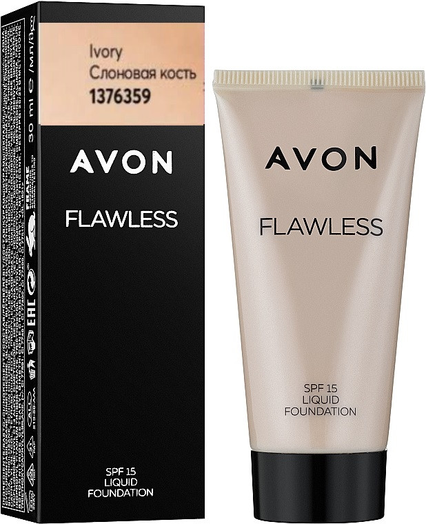 Уцінка! Термін 07/24. Тональний крем Ivory Слоновая Кость, Бездоганний тон Avon Flawless SPF15,30 мл