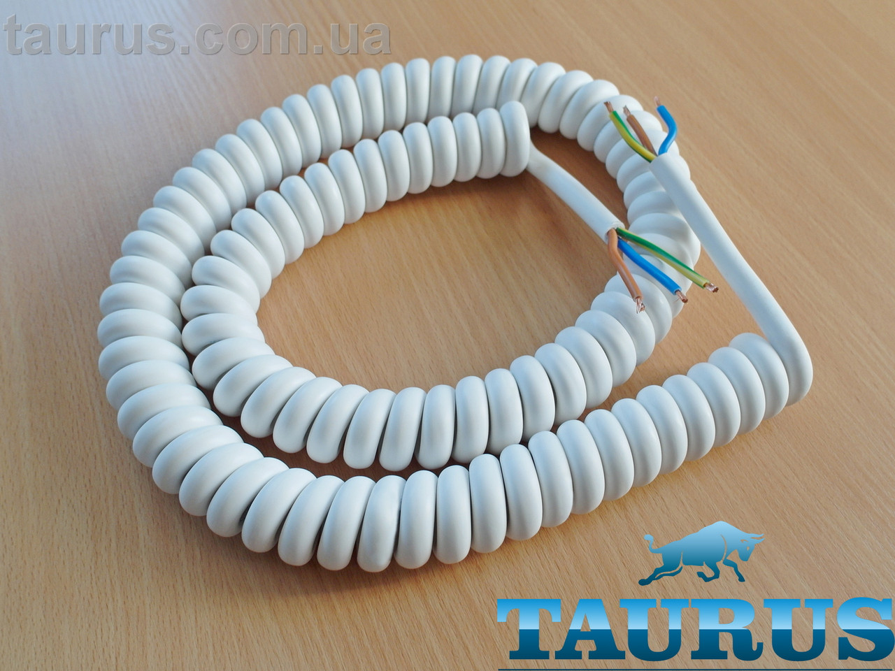 Кабель спіральний білий ThermoPulse ExtraPower White 1m 3G2.5 / розтягнення до 5 м. Потужність до 5500W. Мідь