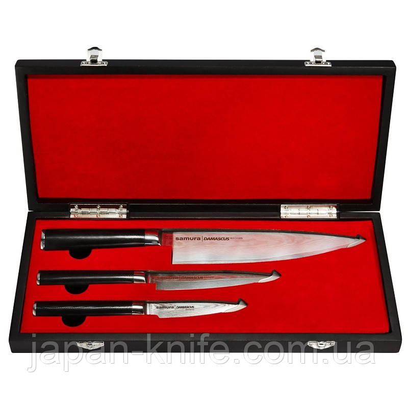 Набір з 3-х кухонних ножів "Кухарська трійка" Samura Damascus SD-0220, фото 1