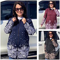 Жіночий кардиган зимовий синій великого розміру ( з 50 по 64)